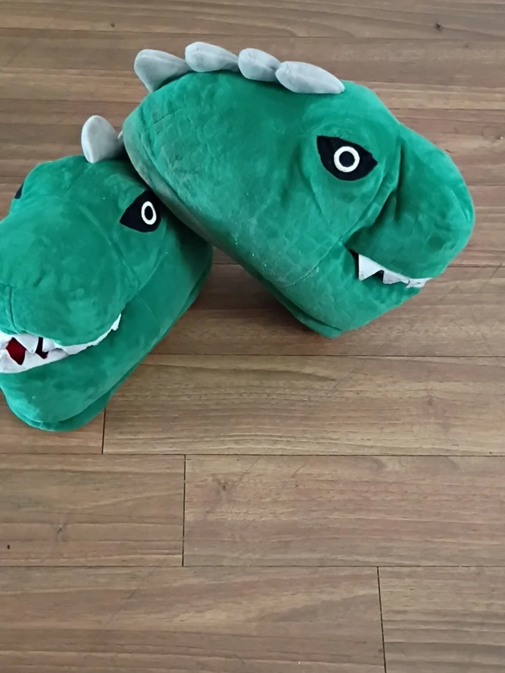 Green Plush Dinosaur Slippers Size 5/6